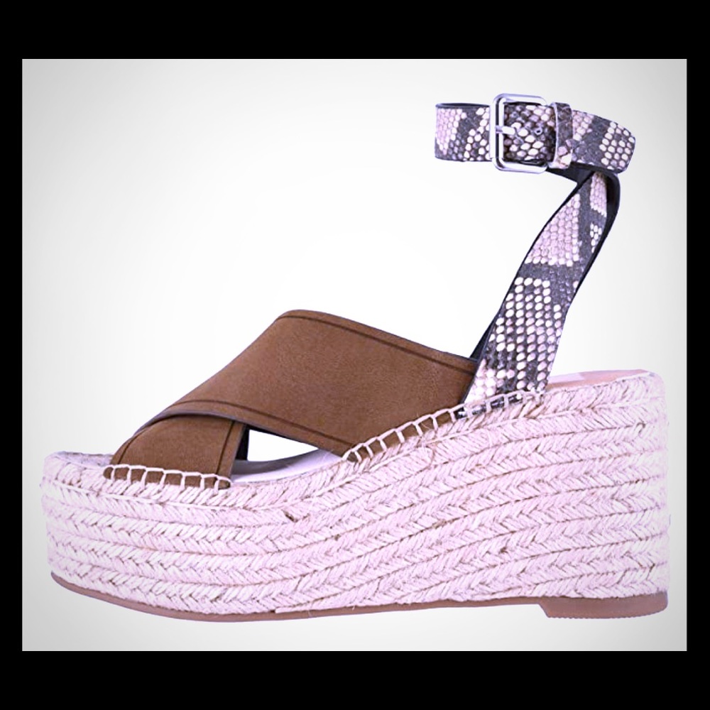 Dolce Vita Suede Snake Brown platform espadrilles sandals 6.5